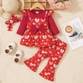 thumbnail image 2 of Gvdentm Baby Girl Clothes 12 Months Toddler Girl Outfits Ruffle Shirt Pants Cute Outfit Set Baby Girl Fall Winter Clothes(Red,12-18 Months), 2 of 8