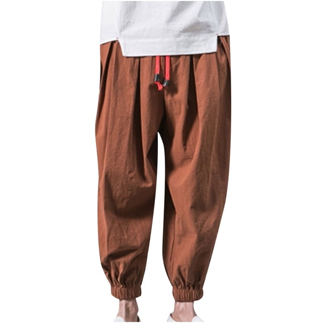 Men Casual Solid Fashion Tether Closure Loose Flared Leggings Harem Trousers