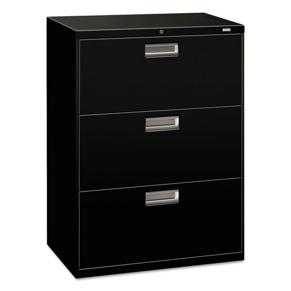 HON 3 Drawers Lateral Lockable Filing Cabinet, Black