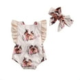 thumbnail image 2 of Robe Manches Volantes Col Carré Imprimé Floral Filles/ Baby Romper avec Couvre-Chefs, 2 of 5