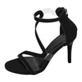 thumbnail image 1 of Bmisegm Women Sandals Fashionable New Pattern Simple Color Block Open Toe Breathable Back Zipper Slim High Heels Womens Sandals Summer Black 7.5, 1 of 9