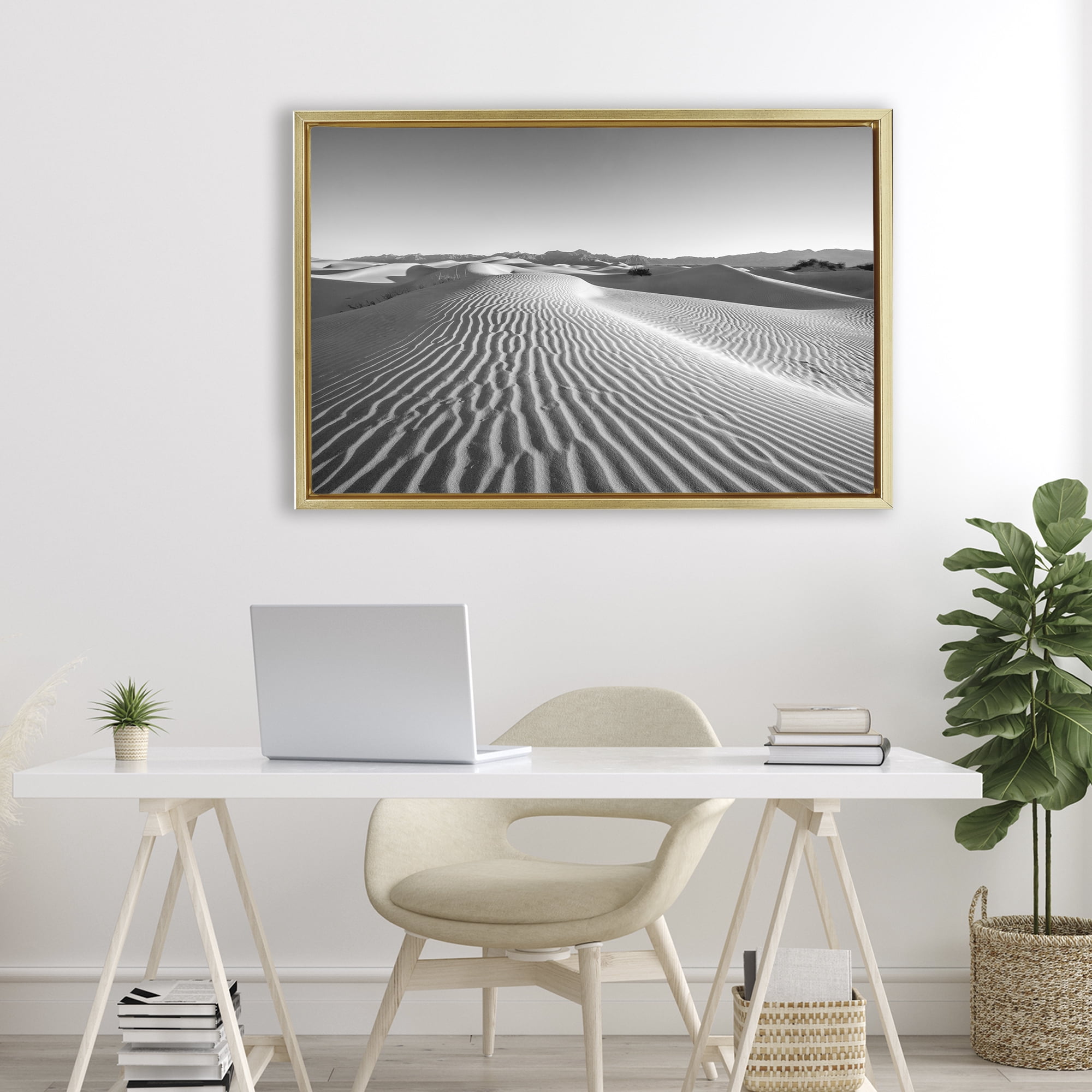Stupell Industries Sand Waves In The Distance Gold Framed Floater Canvas Wall Art, design by Jon Evan
