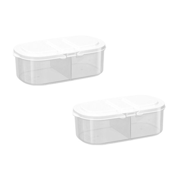 2PC Kids Snack Boxes For School Double Compartment Storage Boxes With Lids Airtight Jars For Building Food Grains And Plastic Storage Boxes For Multi Functional Kitchen Refrigerators. White