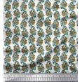 thumbnail image 1 of Soimoi Polyester Crepe Fabric Leaves & Floral Block Printed Fabric 1 Yard 52 Inch Wide, 1 of 3