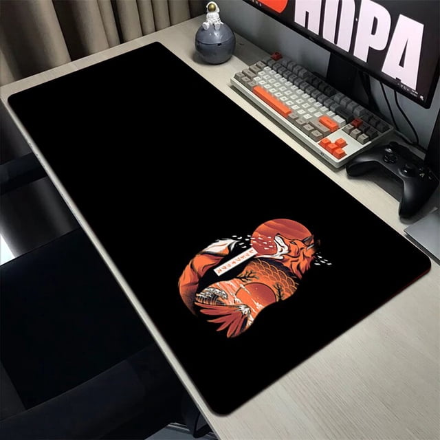 Alfombrilla de ratón grande con diseño de gato japonés, alfombrilla de goma Natural XXL para ratón, accesorios de escritorio, tapetes de juego para ordenador portátil, alfombrilla de suave para ratón, qiuyongming unisex