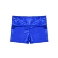 thumbnail image 3 of CHICTRY Teens Girls Shiny Ballet Dance Shorts High Waist Metallic Gymnastics Fitness Shorts Blue-A 14, 3 of 5