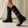 thumbnail image 2 of UngA Wide Calf Boots Women's Ankle Boots - Slouchy Fashion Low Calf Flat Booties Comfortable Round Toe Black,7.5, 2 of 7