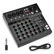 6 Channel Audio Mixer Console Sound Board with 48V Phantom Power,USB Audio Interface for Live Show,Streaming Recording Music Stage Karaoke