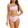 thumbnail image 1 of INSPIRAR CHIC Conjuntos de Bikini de Dos Piezas con Tirantes de Leopardo de Mujer, Bañadores de Cintura Alta, Talla X-Large, Rosa, 1 of 5