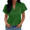 thumbnail image 6 of Frnrwgo Women's Fashion Loose Four-Way Stretch Short Sleeve V-Neck Ruffled Sleeve Solid Color Casual T-Shirt, 6 of 6