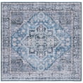 thumbnail image 2 of SAFAVIEH Tucson Beulah Oriental Machine Washable Area Rug, Blue/Charcoal, 8' x 8' Square, 2 of 14