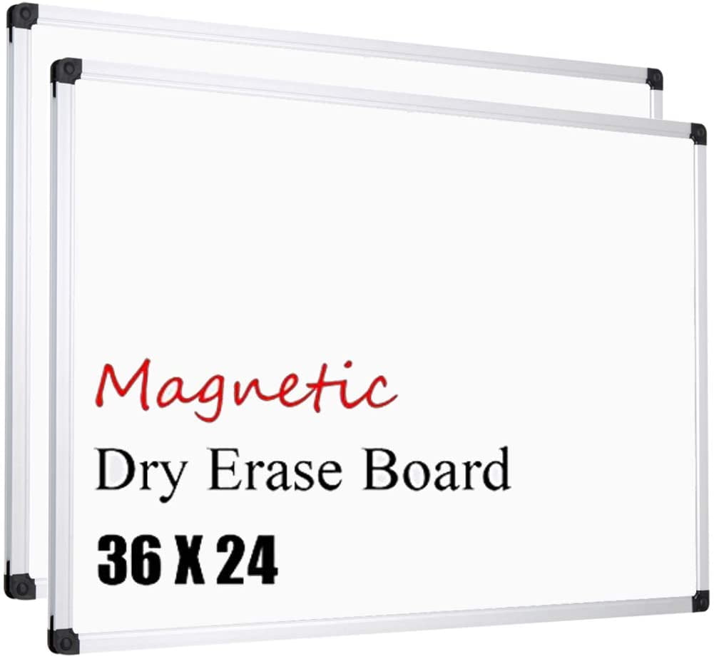 Office 2 Pack White Board/Dry Erase Board with Detachable Marker Tray for School Home XBoard Magnetic Whiteboard 36 x 24 
