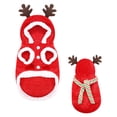 thumbnail image 2 of Dog Cat Christmas Costume for Small Medium Pets Holiday Outfit with Hood Soft Stretchy Pet Apparel for Party Photo Shoot, Adjustable Festive Sweatshirt for Puppy Kitten, Style E, Pet Clothes, 2 of 7