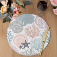 thumbnail image 3 of Coastal Starfish Round 13 Inch Placemats Set of 6, Ocean Multicolor Coral Shell Conch HeatResistant Non Slip Place Mats for Dining Table, Wipeable Braided Kitchen Table Mats for Housewarming, 3 of 9