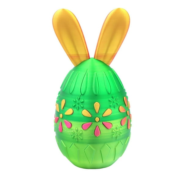 Adorno de conejito estampado | Decoración de Pascua con diseño de conejito y huevo | Decoración de plástico para mesa o estante | 6,7 x 3,5 pulgadas
