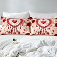 thumbnail image 3 of Ensembles de Literie Attrape-Rêves Rose Taille Simple 3 Pcs, Draps de Lit Fleurs Rétro Cœur Rouge Romantique pour Enfants Filles Femmes, Ensemble de Draps Plume Aquarelle Saint-Valentin avec Drap Plat, Drap-Housse, 1 Taie d'Oreiller, 3 of 5