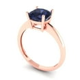 thumbnail image 2 of Solitaire Engagement Ring for Women - 2ct Simulated Blue Sapphire in 14K Rose Gold Promise Ring, 2 of 6