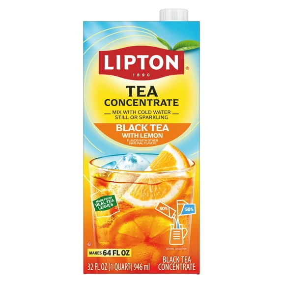 Lipton Black Tea with Lemon Flavored Liquid Concentrate, Iced Tea Mix, Caffeinated, 32 fl oz