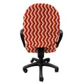 thumbnail image 3 of Retro Office Chair Slipcover, Vintage Zig Zag Chevron Motif in Funky Parallel Stripe Graphic, Protective Stretch Decorative Fabric Cover, Standard Size, Orange Maroon Yellow, by Ambesonne, 3 of 5