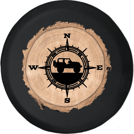 Jeep Spare Tire Cover Compass Jeep Wrangler Compass Offroad North Travel Wood Series Spare Tire Cover fits Jeep RV 31 Inch ()