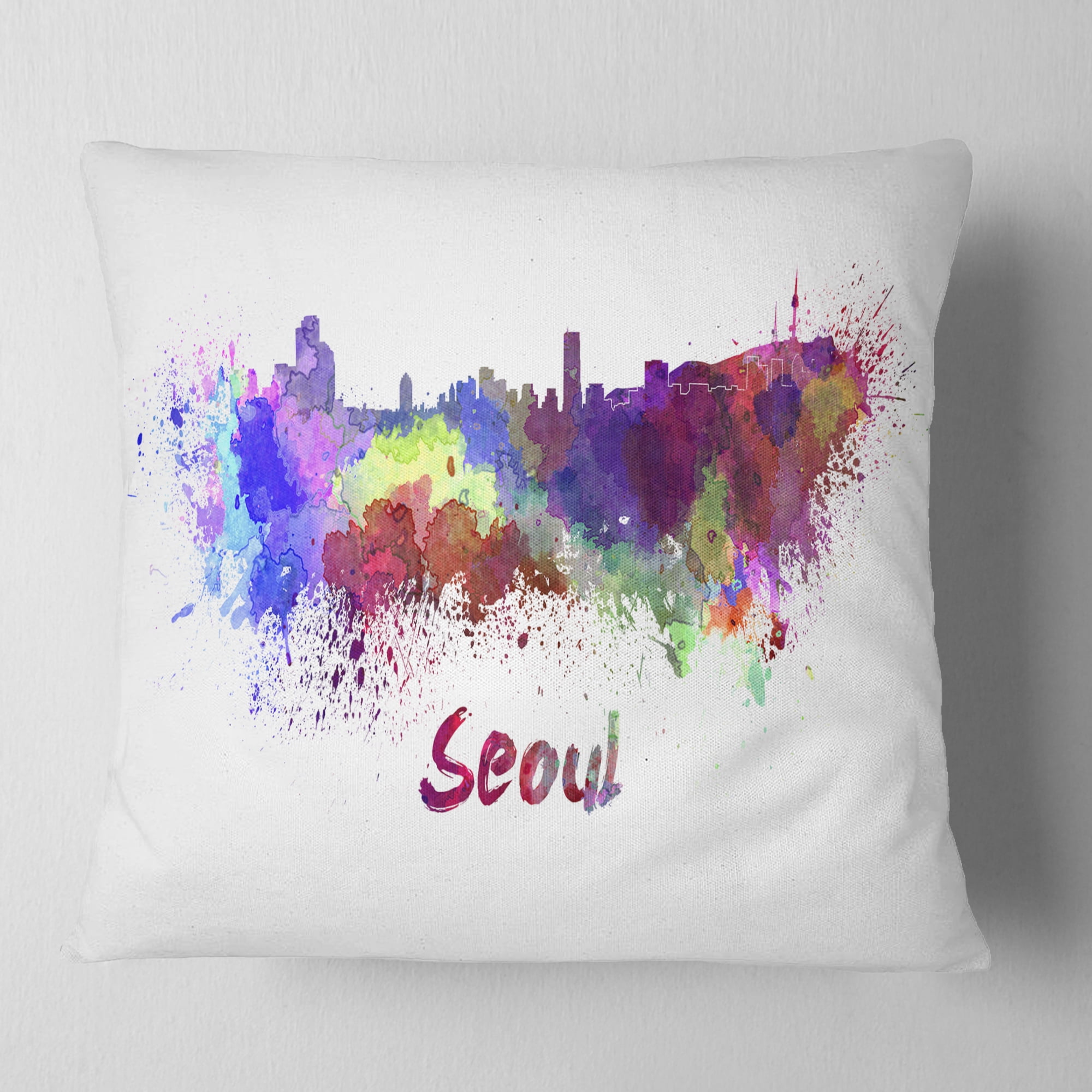 Designart Seoul Skyline - Cityscape Throw Pillow - 18x18