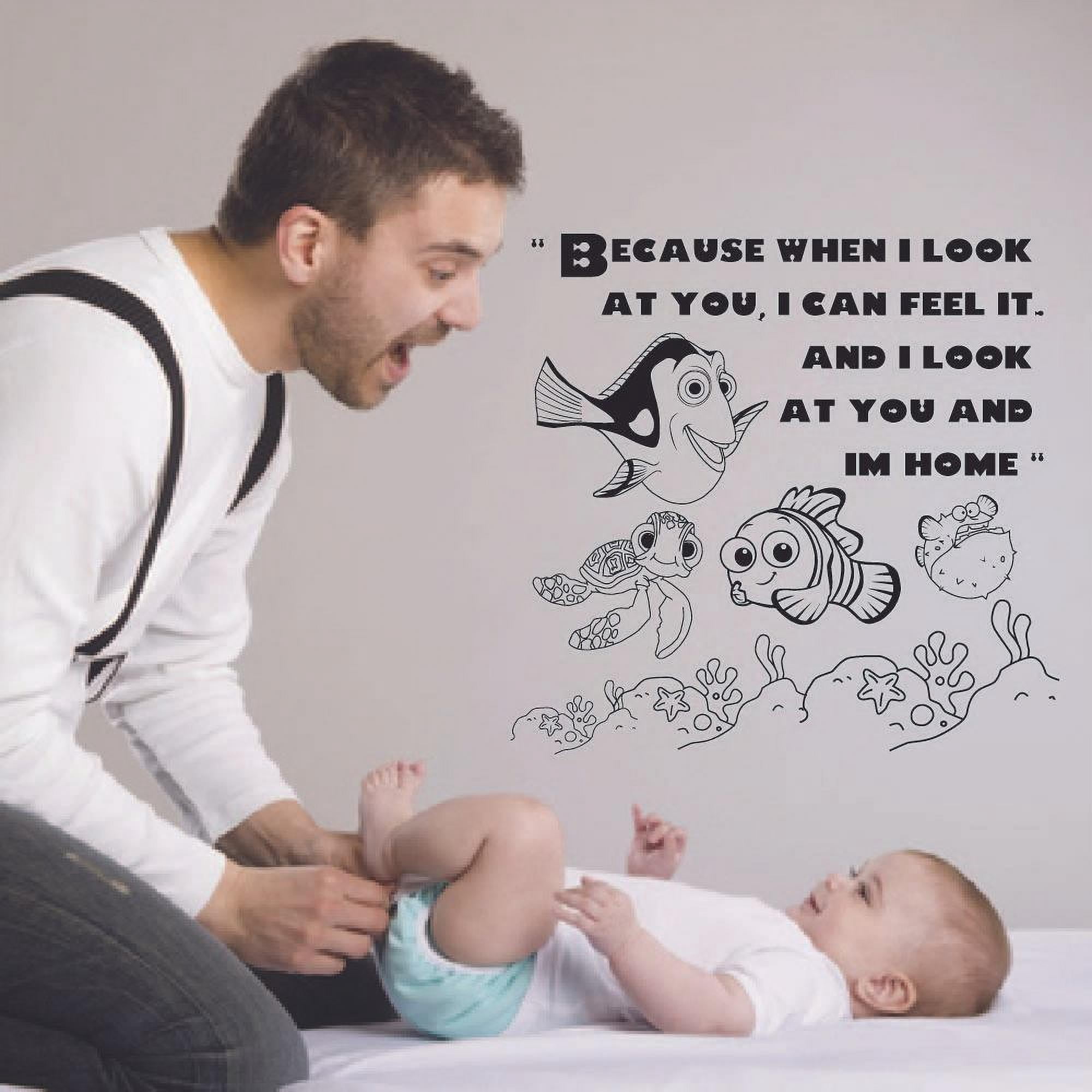Im Home Finding Nemo Quote Disney Cartoon Quotes Wall Sticker Art Decal for Girls Boys Room Bedroom Nursery Kindergarten House Fun Home Decor Stickers Wall Art Vinyl Decoration Size (30x30 inch)
