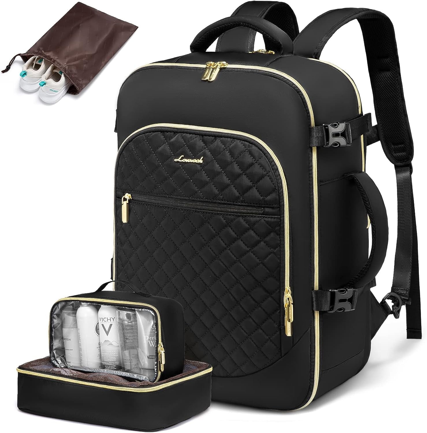 Lovevook Travel Laptop Backpack, Waterproof Carry-on Luggage Backpack Flight Approved Fit 17.3" Laptop,40L Suitcase Daypack Business College Weekend Overnight Bag with 3 Packing Cubes