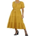 thumbnail image 3 of EIMELI Femmes d'Été Boho Robes Casual Manches Courtes Floral Cravate Ceinture Robe Noire S, 3 of 8
