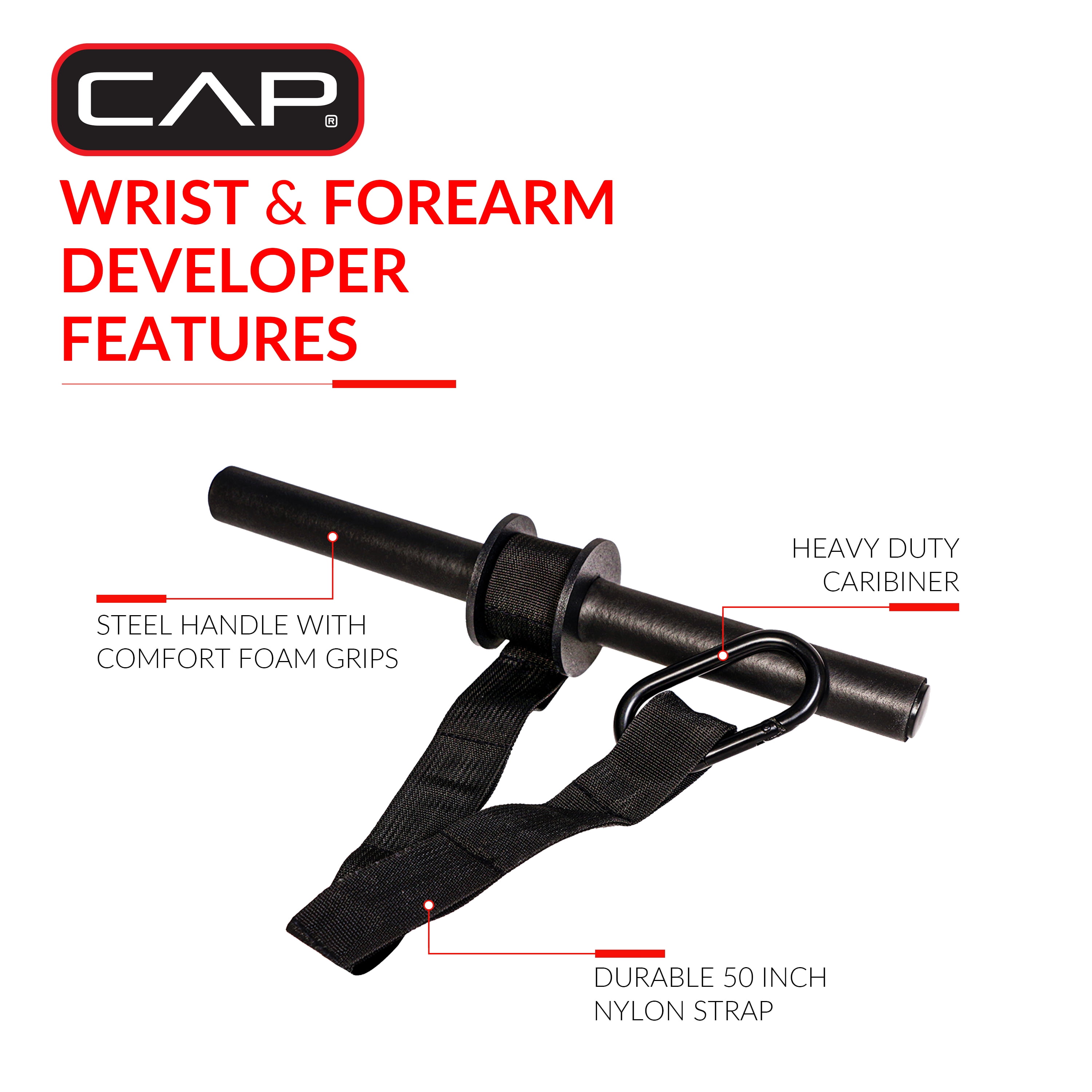 CAP Wrist and Forearm Developer with Nylon Strap and Clip