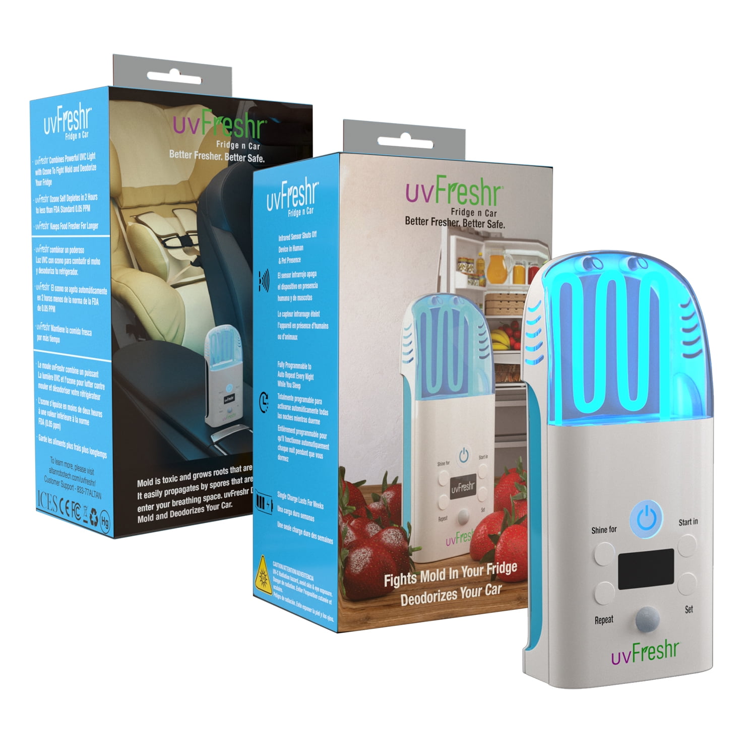 uvFreshr Fridge n Car With Ozone \u2013 3 in 1 Germicidal UV Light ...