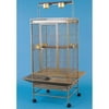 WI24 3/4" Bar Spacing Play Top Wrought Iron Parrot Cage - 24"x22" In Antique Silver
