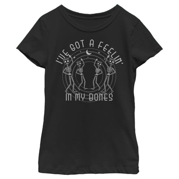 Girl's Lost Gods Halloween I've Got a Feelin' in my Bones  Graphic Tee Black Small