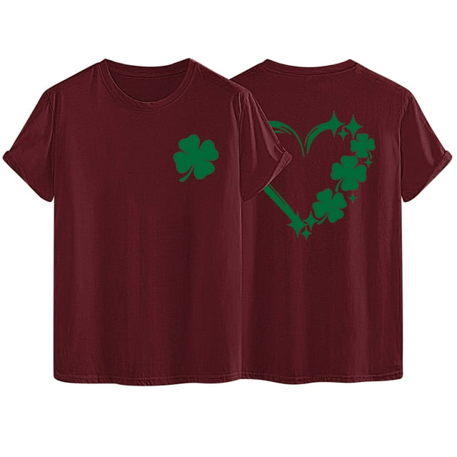 AherBiu Hauts de la Saint-Patrick pour Femmes Manches Courtes Imprimés Décontractés Basiques