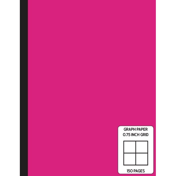 low vision 0 75 inch graph paper full size grid ruled notebook page numbers pink cover large print paperback walmart com walmart com