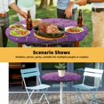 thumbnail image 6 of Elastic Fitted Round Tablecloth, Purple Geometric Waterproof Stretch Table Cover for 55"-60" Tables, Ombre Modern Abstract Art Washable Outdoor Tablecloths for Patio, Picnic, Camping, 6 of 9