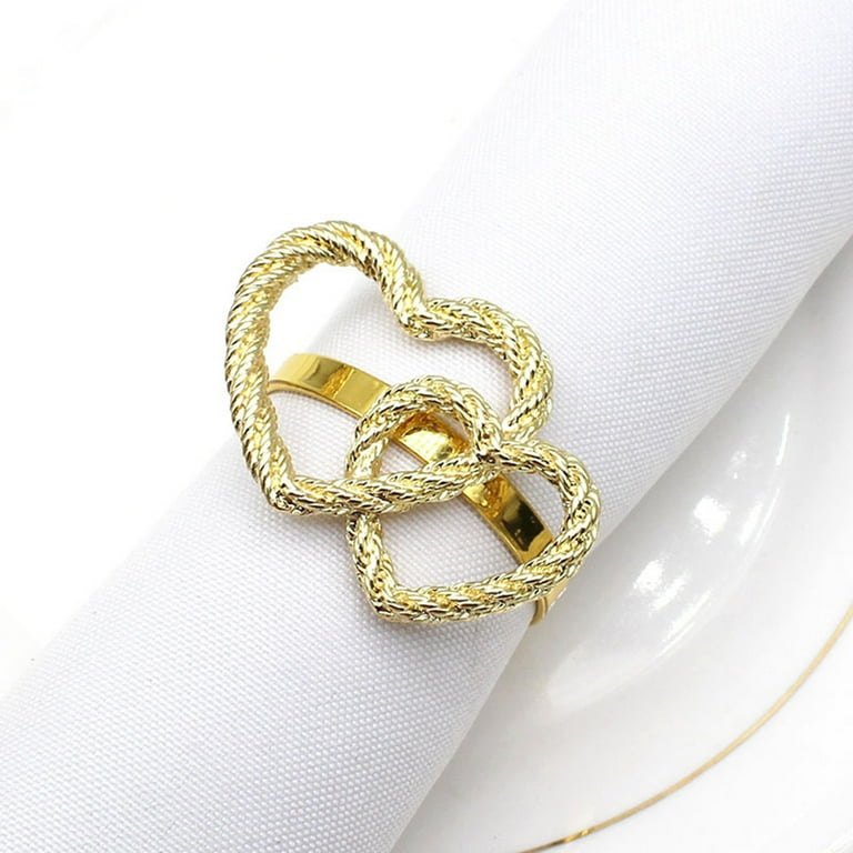6Pcs Valentine Napkin Ring Holder Buckle Heart Love Napkin Rings