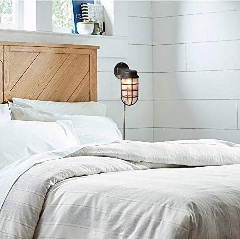 Kiven Wall Lamp Hooded Cage Outdoor Wall Light with Waterproof On/Off Switch and UL Plug - 1 Pack