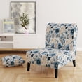 thumbnail image 2 of Designart "Nautical Blue Ivory Floral Grace II" Blue Floral Upholstered Accent Chair - Cottage Arm Chair For Living Room, 2 of 5