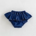 thumbnail image 4 of WAYUTE Girls Shorts Elastic Waisted Solid Color Denim Ruffle Skort Summer Shorts with Layered Cake for Toddler Kids Play Casual Clothes,Blue, 4 of 4