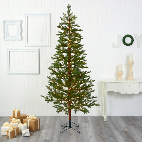 Nearly Natural Green 7.5' Decorated Fir Christmas Tree with Clear Prelit LED Lights