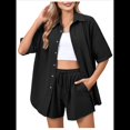 thumbnail image 3 of Conjunto de Chándal de 2 Piezas para Mujer, de Verano, con Top de Corta y Pantalones Cortos. Negro M, 3 of 9