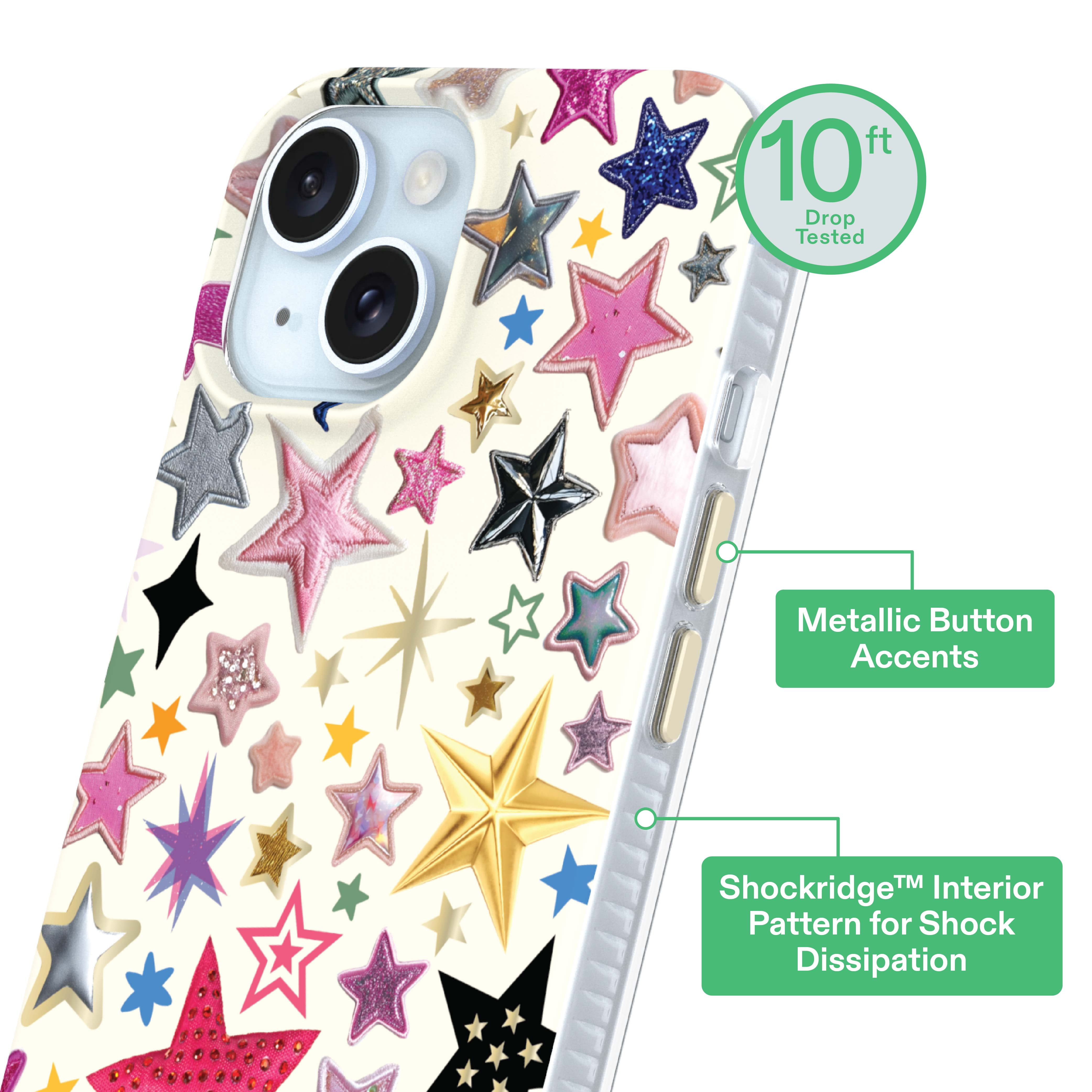 onn Phone Case for iPhone 17e / 16e / 15 / 14 / 13, MagSafe Compatible - Multicolor Stars