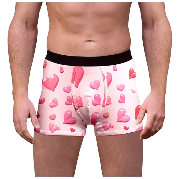 Wxolcjlv Mens Valentines Day Boxer Briefs Underwear Funny Heart Print Breathable Underpants Lover Gifts