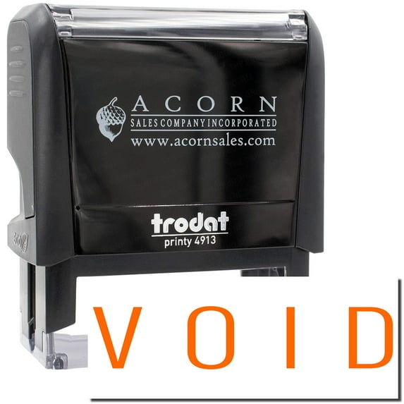 Large Self-Inking Narrow Void Stamp, Trodat Printy 4913, Press and Print Stamping, Impression Size 7/8" x 2-1/4", Up to 10,000 Impressions - Orange Ink