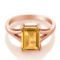 thumbnail image 2 of Gem Stone King 18K Rose Gold Plated Silver Yellow Citrine Solitaire Engagement Ring for Women (2.33 Cttw, Emerald Cut 9X7MM, Gemstone November Birthstone, Size 9), 2 of 4