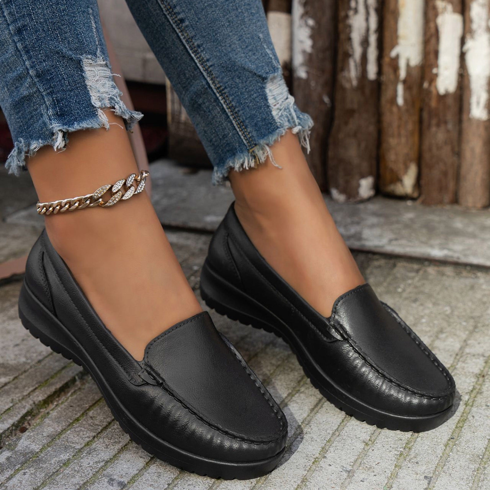 KIHOUT Summer Flats Shoes for Women, Ladies Classic Solid Color