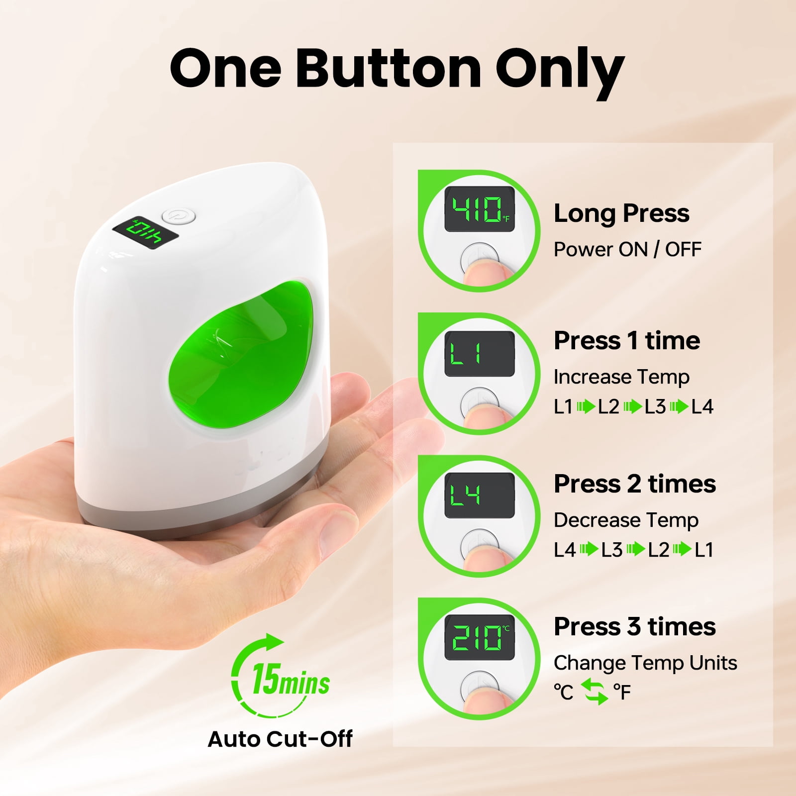 LC-dolida Heat Press, Mini Heat Transfer Machine with LED Display Heat-insulating Base, Automatic Shutdown Function 4 Heating Settings Fast Heating Speed for Diy Bag Hat Shoes T-Shirt, Green