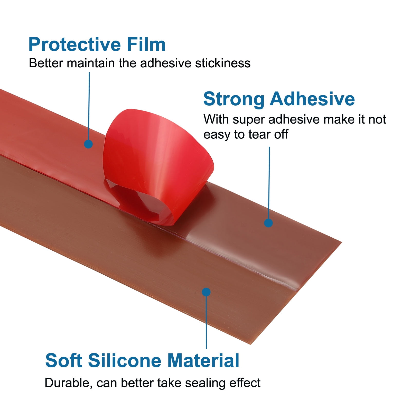 Uxcell Silicone Seal Strip, 2 Roll 20 Ft x 1" Width Self Adhesive Door Draft Stopper Weather Stripping Tape for Gap, Grey/Red