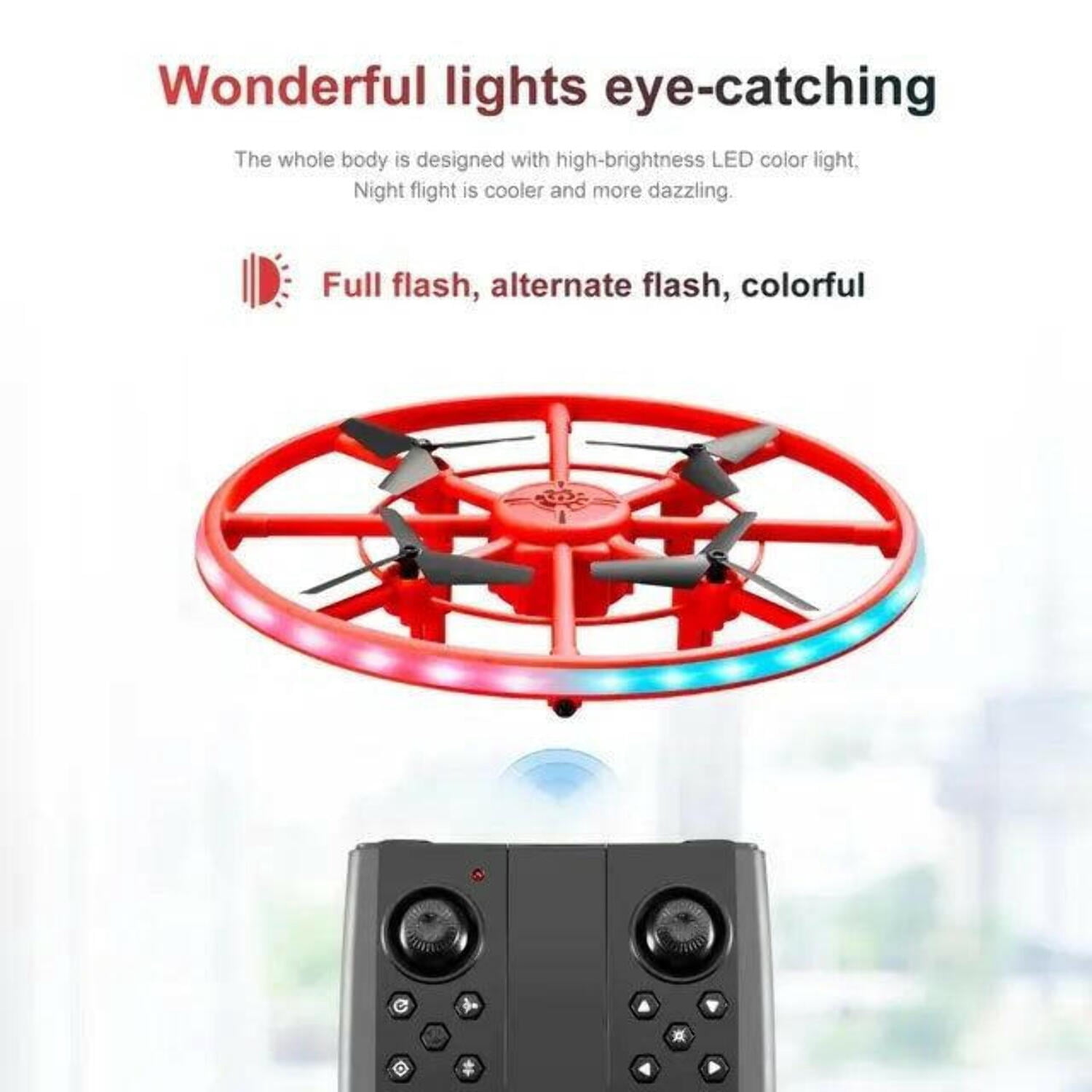 GN Universe UFO Drone with Colorful Lights, RC Quadcopter Orange Ages 14+