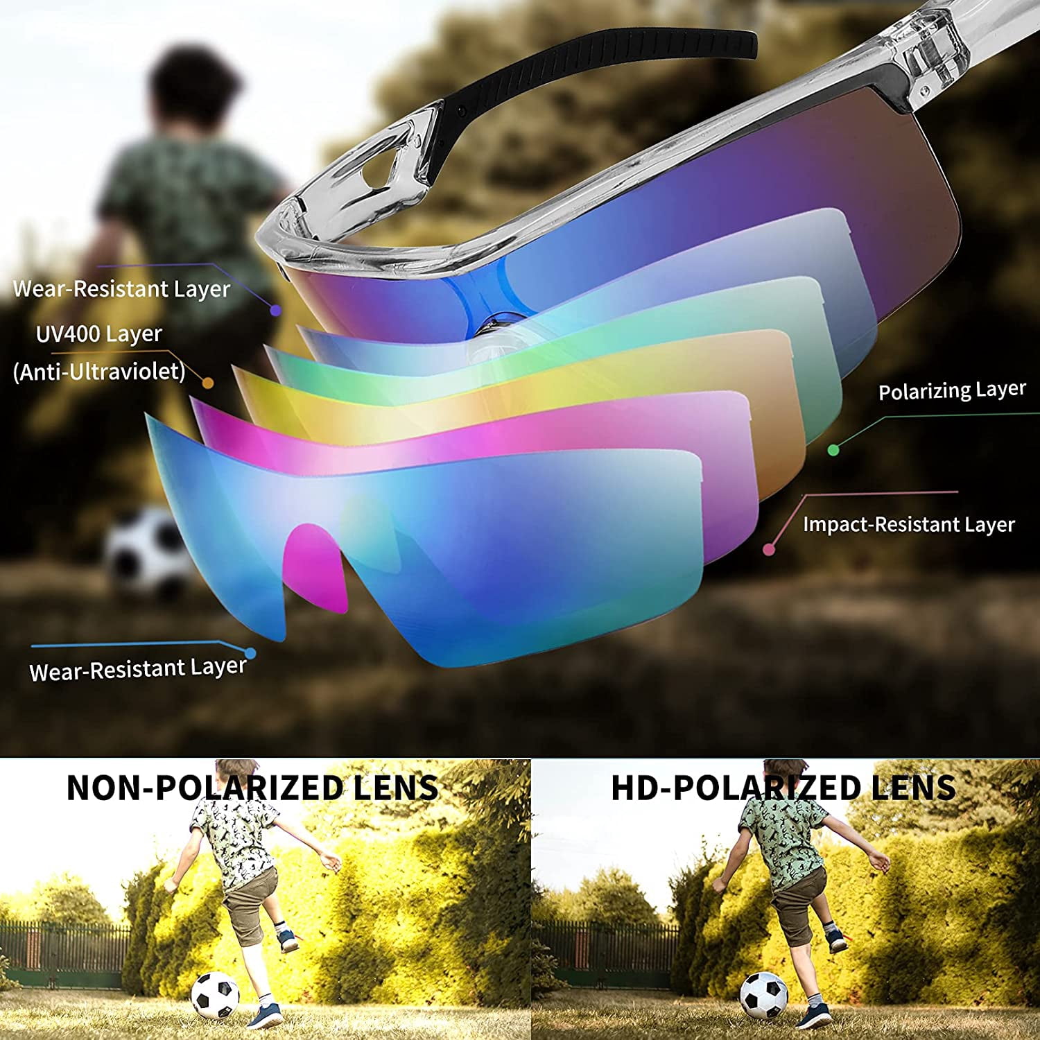 FEISEDY Kids Teens Sports Polarized Sunglasses TR90 Frame Boys Girls Cycling B2454
